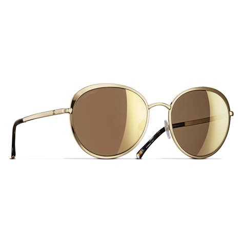 chanel round sunglasses with gold lenses|chanel round sunglasses with chain.